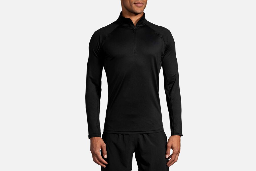 Mens Brooks Dash 1/2 Zip Outerwear Black | 074398-KPE